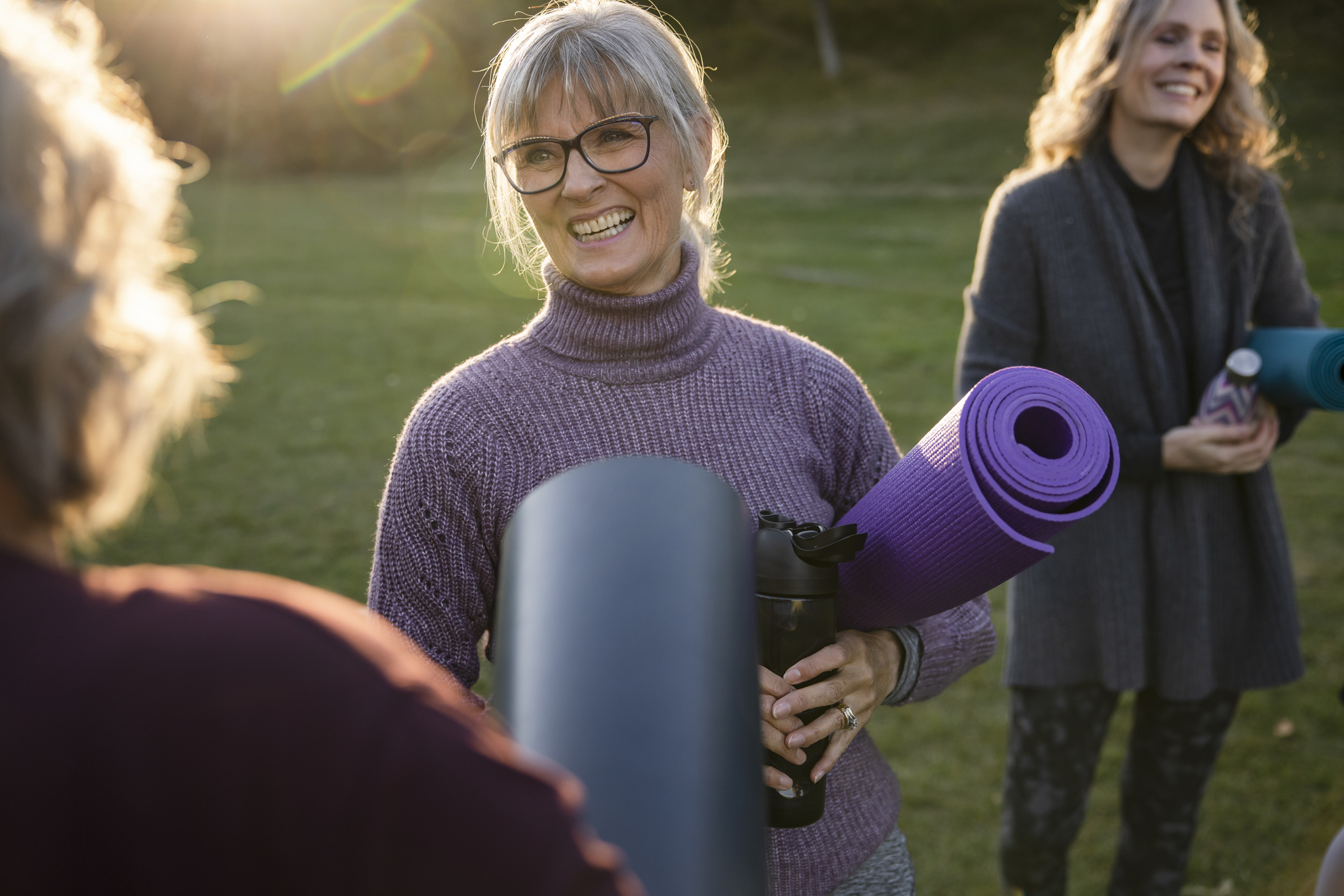 Woman with yoga mat - deocrative